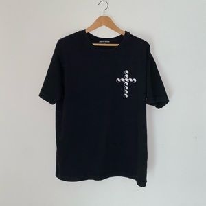 Seventh Heaven Yin Yang Cross Black Tee Shirt Size Large Men's Oversized